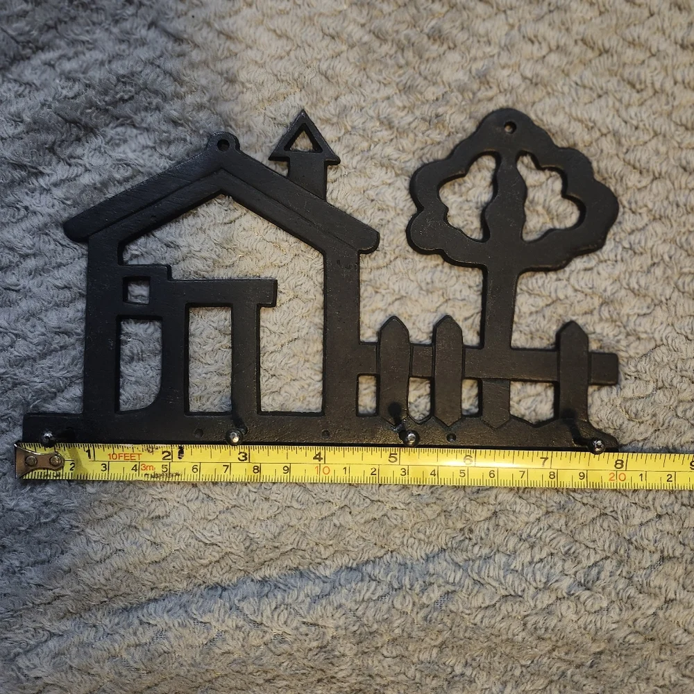 Vintage Black Metal Wall Hook Or Key Holder Decor